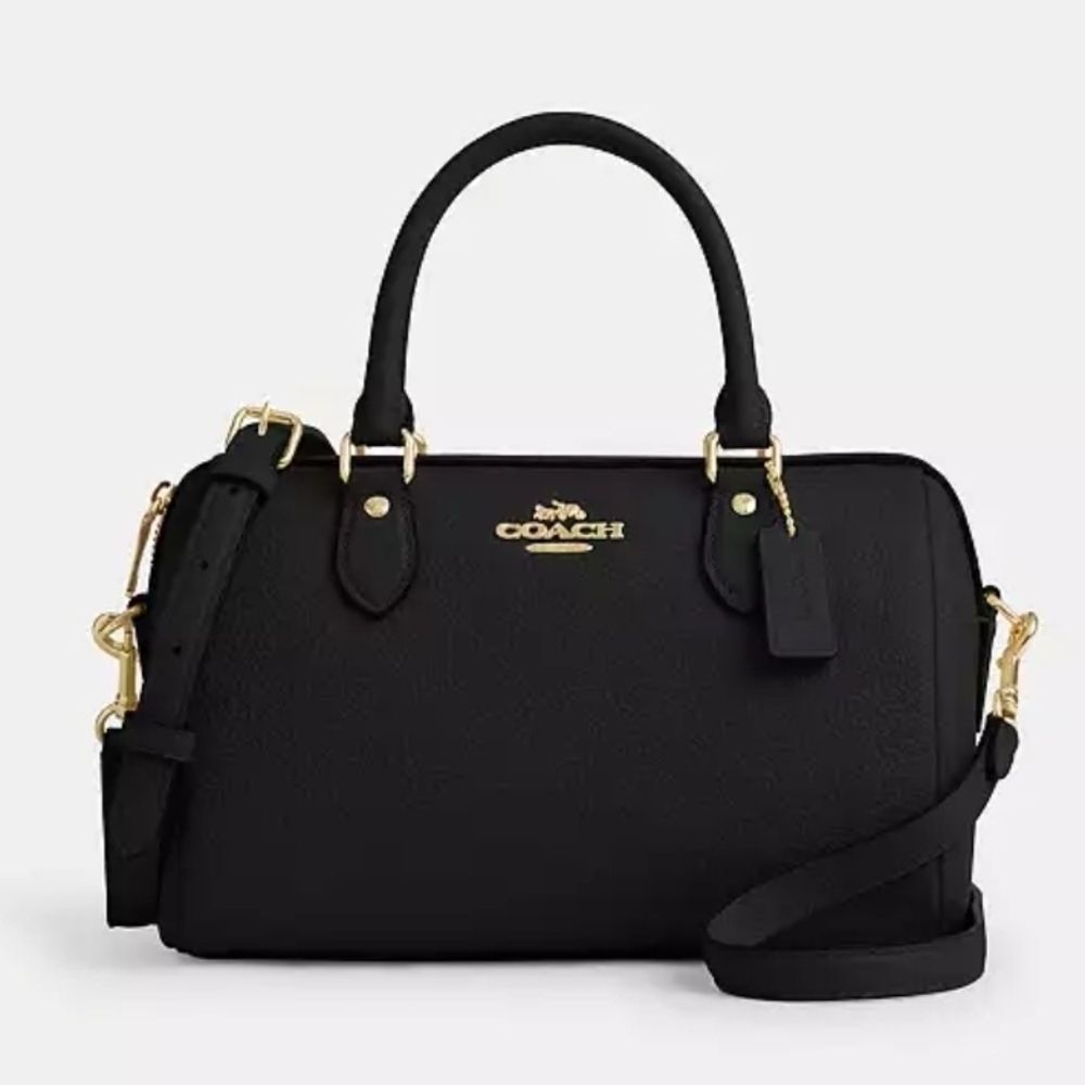 Coach Black Satchel with Gold Accents